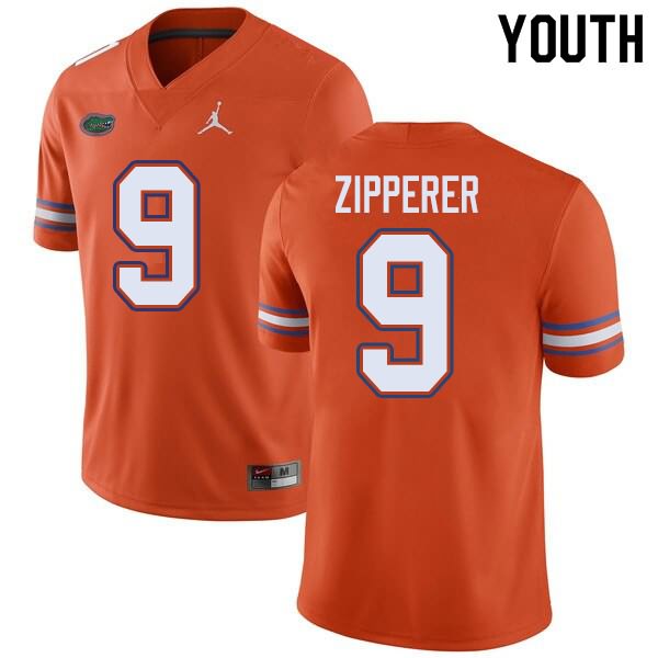 Youth NCAA Florida Gators Keon Zipperer #9 Stitched Authentic Jordan Brand Orange College Football Jersey JVV8865TZ